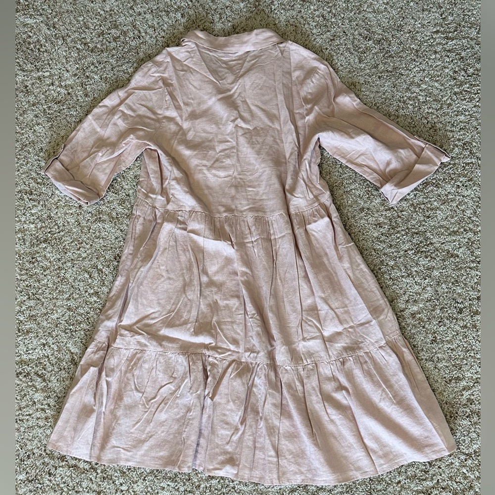 Ripe Maternity Women’s Adel Linen Blend Soft Pink Flowy Shirt Dress. Size M. NWT - Picture 8 of 12